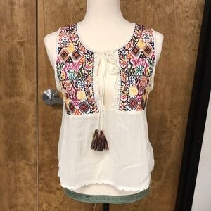 Free People Embroidery Tassel Front Tank